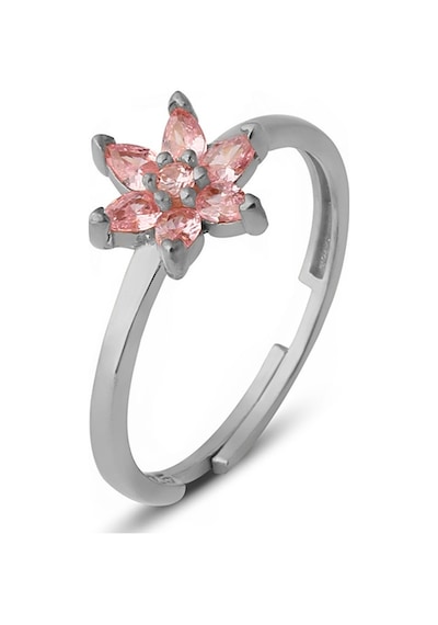 Zanaatsilver 925 Ayar Gümüş, Pembe Taşlı Rodyum Kaplama Nilüfer Yüzük