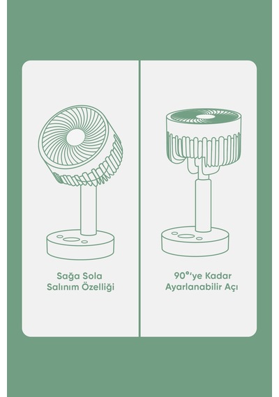 Fressi Jaf17 Taşınabilir Masaüstü Yeşil Usb Fan