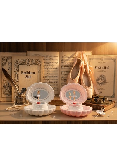 İstiridye Tasarım 15cm-14 Cm Ebatlı,kurmalı Dans Eden Balerinli Aynalı Takı Ve Aksesuar Kutusu Müzik Kutusu .