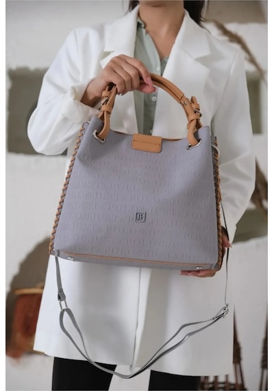 Just Polo Premium Askılı Çantası Çapraz Askılı Günlük Çanta Şık El Ve Askılı Çantası Gri-taba