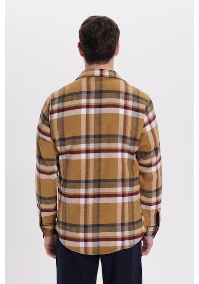 Tudors Erkek Slim Fit Dar Kesim Kareli Kışlık Oduncu Gömlek-42121 Bej