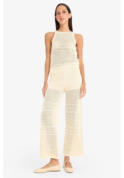 DeFacto Wide Leg Geniş Paça Ajur Triko Pantolon F3777AX25SMER105