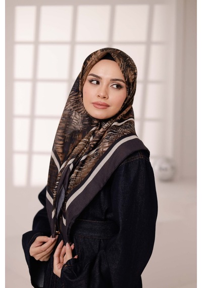Mimiyum İz Desen Soft Eşarp Acı Kahve