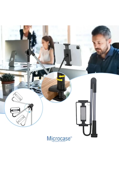 Microcase 360 Döner Başlıklı Masa Üstü Tablet Tutucu Katlanabilir Akrobat Tablet Standı - Al5725