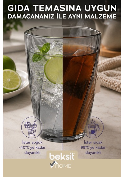 Home Glassy Kırılmaz Polikarbon 6'lı Bardak Antrasit 400 Ml Antrasit Antrasit
