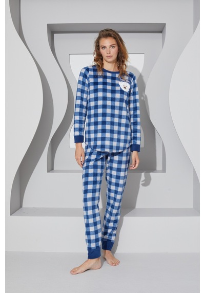 Siyah İnci Alt-üst Polar Pijama Takım 24223074 Lacivert