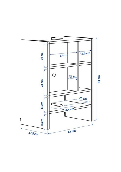 Ikea Metod Aspiratör Dolabı İskeleti, Beyaz, 60x37x80 Cm