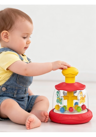 Bas-çevir Atlı Karınca Oyuncağı Renkli Toplu Eğitici Bebek Oyuncağı - Kırmızı