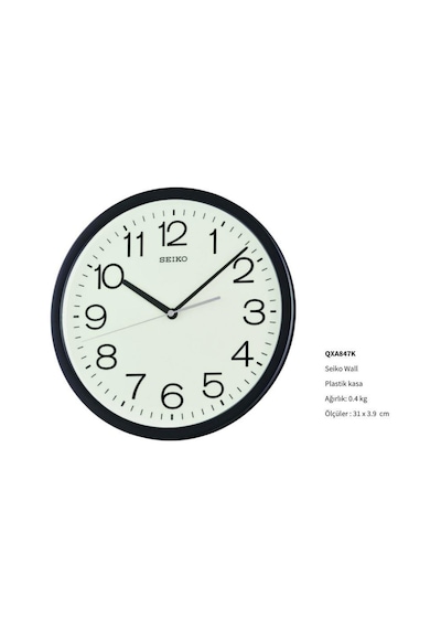 Seiko Qxa847k Siyah Renkli Plastik Kasa Quartz Mekanizmalı Duvar Saati Çok Renkli