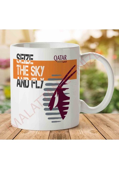 Fly Qatar İki Tarafı Baskılı Kupa Bardak.jpg