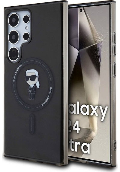 Galaxy   Uyumlu  S24 Ultra Kılıf Karl Lagerfeld Lisanslı Magsafe Özellikli Karl Head Iml Baskılı Kapak Siyah