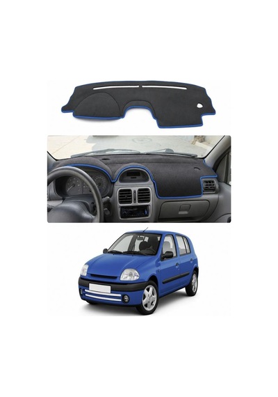 Renault - Clio 2 Ekranli 1998-2012 Uyumlu Torpido Koruma Kılıfı - Mavi Şeritli