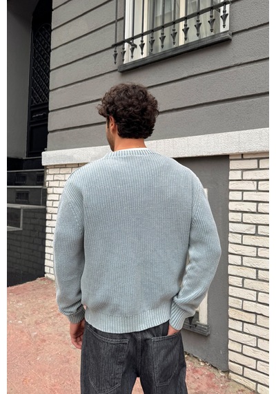 Flaw Basic Triko Kazak-28720 Gri