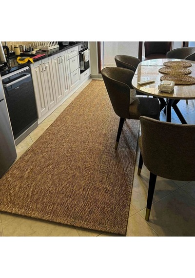Düz Kahve Toprak Kılçık Desenli Halı - L665kabo