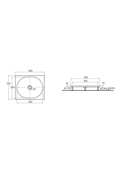İdeal Standard Tonıc Dikdörtgen Duş Teknesi 90x75cm K670501 Beyaz