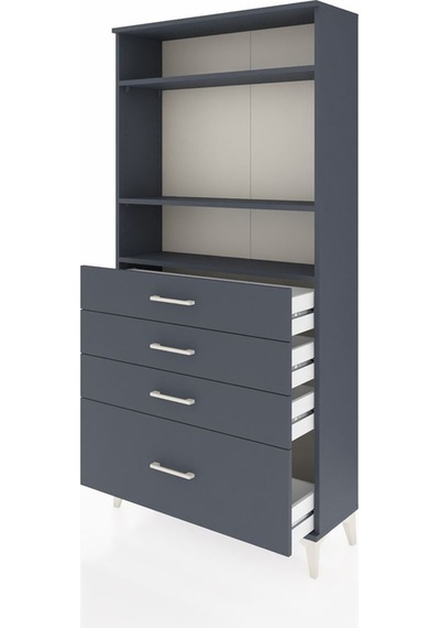 Arges Dolap 3 Raflı 4 Çekmeceli 88x30x182 Antrasit-antrasit Antrasit