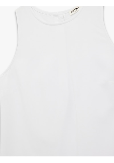Koton Regular Fit Kolsuz Bisiklet Yaka Keten Karışımlı Bluz Kırık Beyaz 6sak60113uw Ekru
