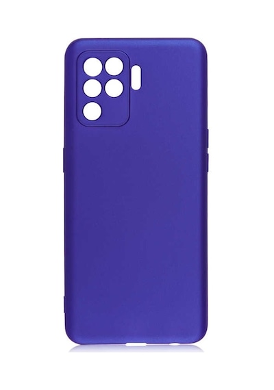 Kilifone - Oppo Uyumlu Reno 5 Lite - Kılıf Mat Renkli Esnek Premier Silikon Kapak - Saks Mavi