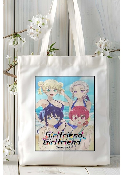 Art Hediye Girlfriend, Girlfriend Kanojo Mo Kanojo Baskılı Bez Omuz Çantası Kişiye Özel Model 1 Çok Renkli