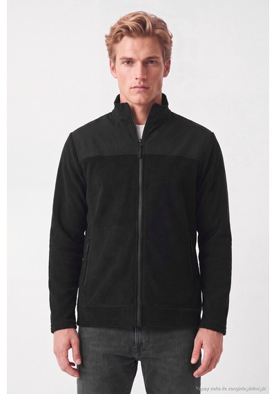 Buratti Regular Fit Garnili Dik Yaka Sıcak Tutan Polar Mont Erkek Polar Mont 59060443 Siyah