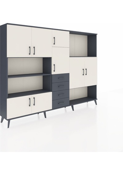 Arges Dolap 10 Raflı 4 Çekmeceli 8 Kapaklı 220x30x163 Antrasit-ay Antrasit-aytaşı/antrasit Arges Dolap 10 Raflı 4 Çekmeceli 8 Kapaklı 220x30x163 Antrasit-ay Antrasit-aytaşı/antrasit