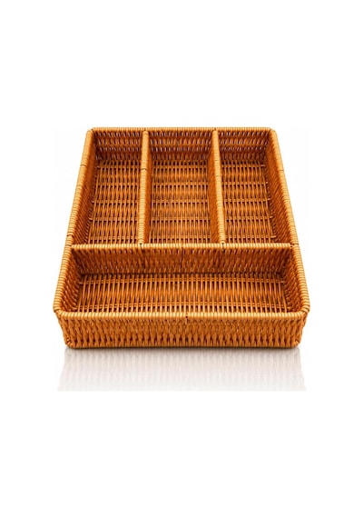 Tr Çekmece İçi Kaşıklık Hasır Görünümlü Rattan 4 Bölmeli Çatallık Bıçaklık, Düzenleyici Organizer, Genel
