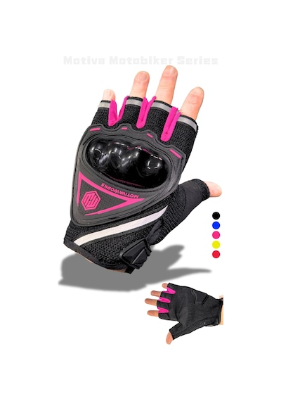 Lenscape Pembe Kısa Yarım Parmak Kadın Motosiklet Eldiveni Mw120p