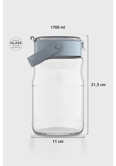 Renga Mono 1700 Ml Turkuaz Kapaklı Cam Kavanoz 131072 Turkuaz