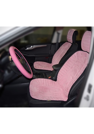 Mefsa Nubuk Oto Minder 2Li Alkantra Kumaş Pembe Kabartmalı