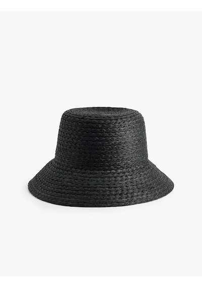 Koton Bucket Hasır Şapka Siyah 6sak40036aa