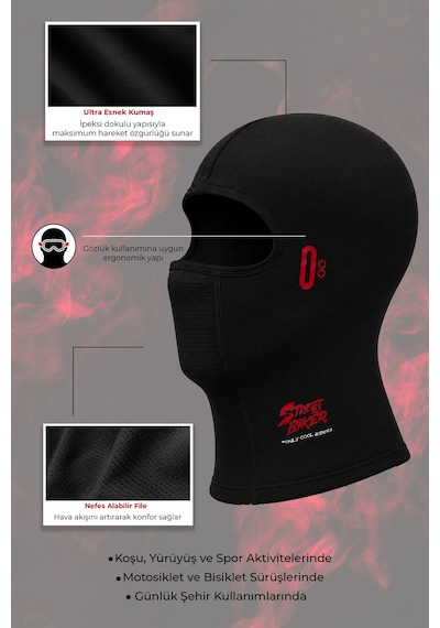 Street Biker Cool Touch Balaklava Siyah