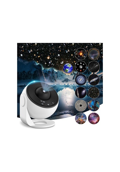 Galaxy Projektor Yıldızlı Gökyüzü Gece Lambası 12 Film Diskli Galaksi Işık Projektörü Gri - 787200985