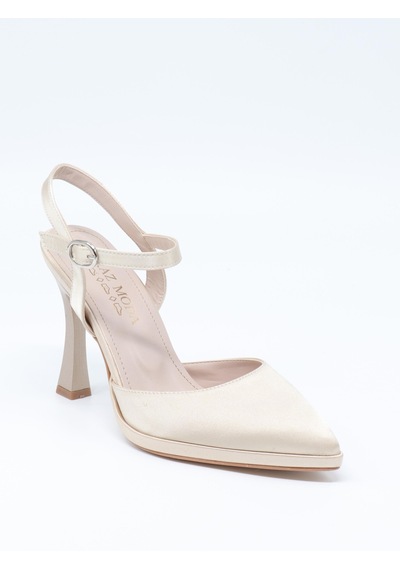 Nesilshoes Nesil Shoes Uraz 775 Ten Saten Arkası Açık Topuklu Kadın Ayakkabı