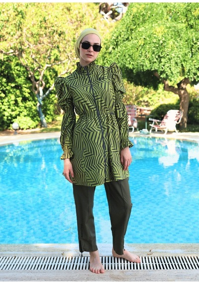 Mayovera Haki Fermuarlı Paraşüt Pantolon