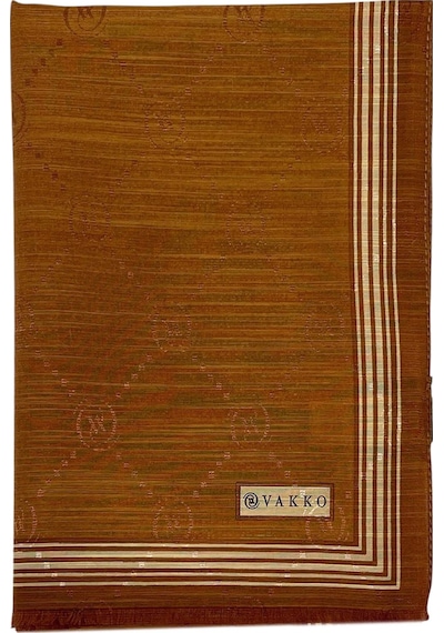 Vakko Pamuk İpek Şal - Bordürlü Monogram - Bakır