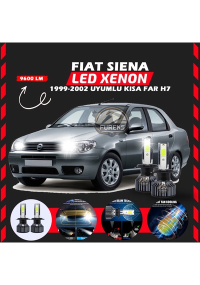 Fiat Siena 1999-2002 Kısa Far Uyumlu Şimşek Etkili Led Xenon Pro Series H7