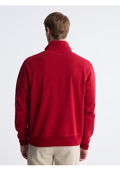 Lcw Vision Kırmızı Fermuarlı Dik Yaka Erkek Kalın Sweatshirt