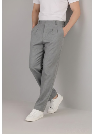 Bürke Çift Pileli Gri Beli Lastikli Rahat Bol Kesim Baggy Pantolon