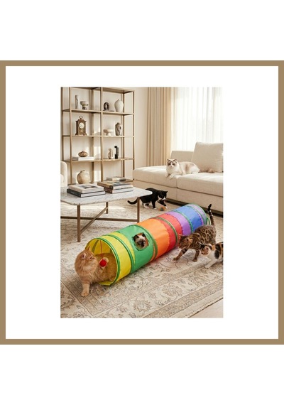 Bezos Katlanabilir Gökkuşağı Düz Kedi Oyun Tüneli 120 Cm X 25 Cm 22