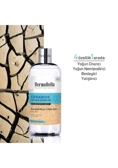 Dermo Bella Ceramide Kuru Ciltler İçin Nemlendirici ve Besleyici Duş Jeli 500 ML