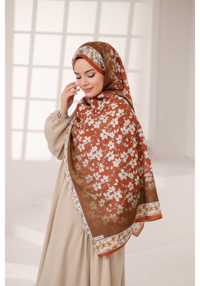 Mimiyum Flora Desen Soft Şal Kiremit