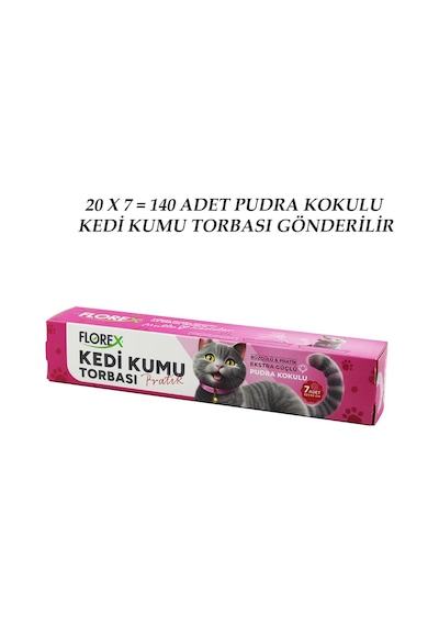 140 Adet Kedi - Evcil Hayvan Kumu Torbası Pratik Pudra Kokulu Büzgülü - Extra Güçlü 82x50cm 5639