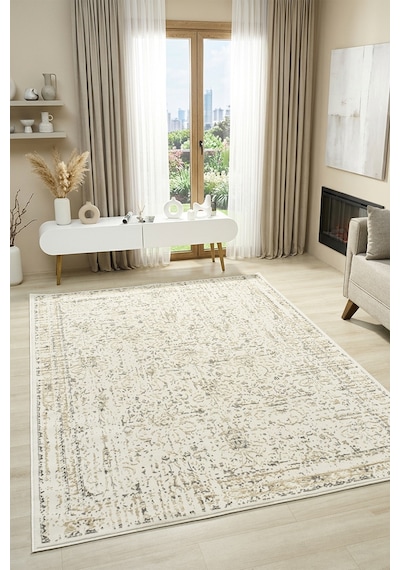 Mariesse Home Asır Serisi Vintage Modern Dokuma Salon Oturma Odası Halısı 2088 Bej