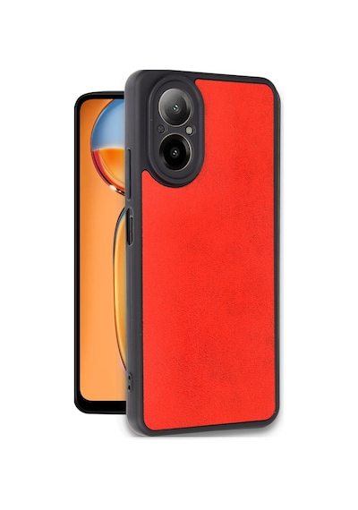 Realme 12 Lite Uyumlu Kılıf Aras Deri Kapak - Kırmızı