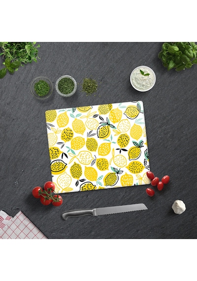 Decorita Cam Kesme Tahtası | Sarı Limonlar | 29cm x 34cm