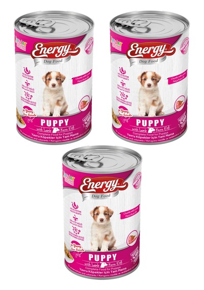 Energy Kuzu Etli Konserve Yavru Köpek Maması 3 x 400 G