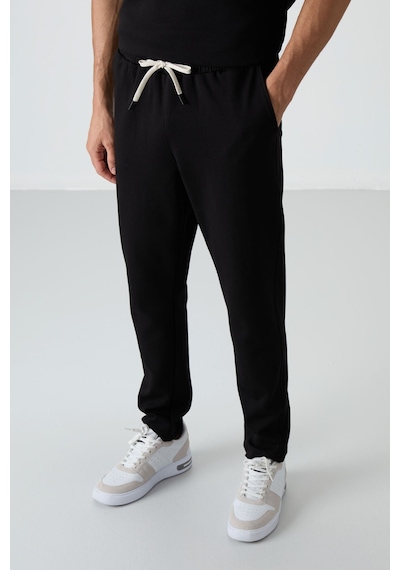 Tommy Life Siyah Pamuklu Kalın Yumuşak Dokulu Oversize Fit Basic Erkek Eşofman Takım - 85251 Siyah