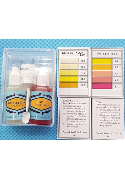 Su Test Analiz Sıvısı Ph Analiz Kiti ve Serbest Klor Test Kiti