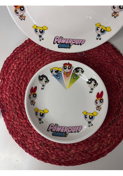 6 Parça Power Puff Girls Model Çocuk Bebek Yemek Takımı Beslenme Seti Çok Renkli