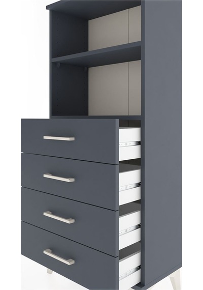 Hyperion Dolap 2 Raflı 4 Çekmeceli 60x44x134 Antrasit-antrasit Antrasit